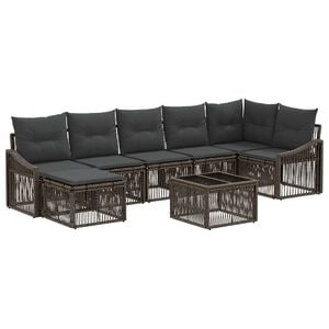 vidaXL Ensemble de canap&eacute; de jardin 8 pc 7 place Gris polyrotin