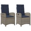 vidaXL Chaises inclinables de jardin lot de 2 et coussins gris rotin