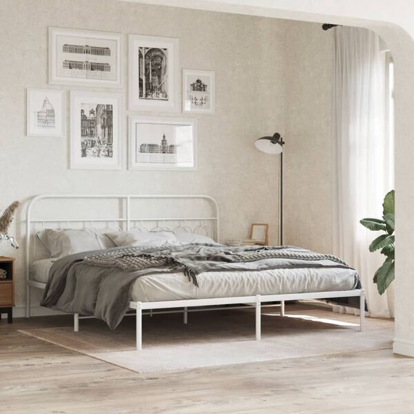 vidaXL T&ecirc;te de lit m&eacute;tal blanc 183 cm