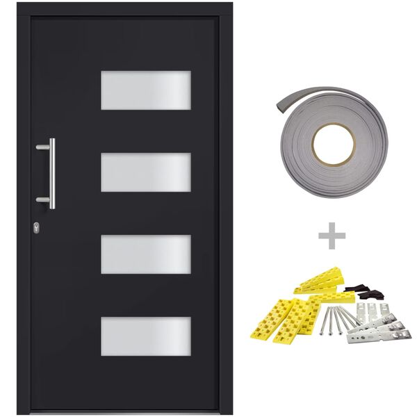 vidaXL Porte d'entr&eacute;e Aluminium et PVC Anthracite 100x210 cm