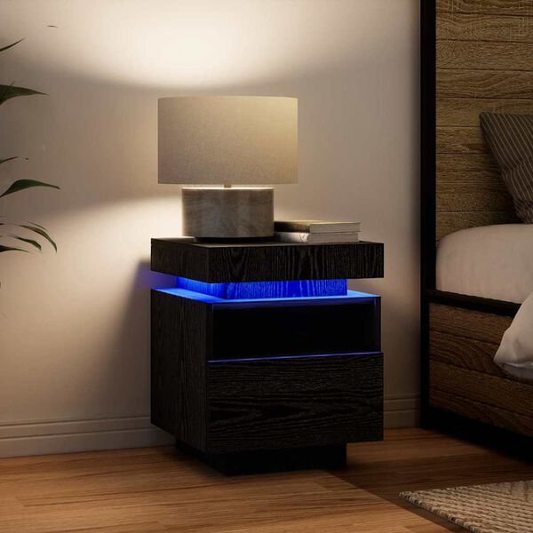 vidaXL Cabinet de chevet avec tiroir Ch&ecirc;ne noir 40 x 39 x 48,5 cm