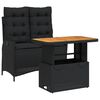 vidaXL Ensemble &agrave; manger de jardin coussins 2pcs noir r&eacute;sine tress&eacute;e