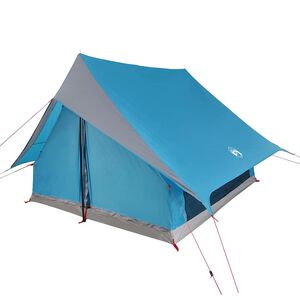 vidaXL Tente familiale avec toit Bleu et gris 256 x 256 x 185 cm