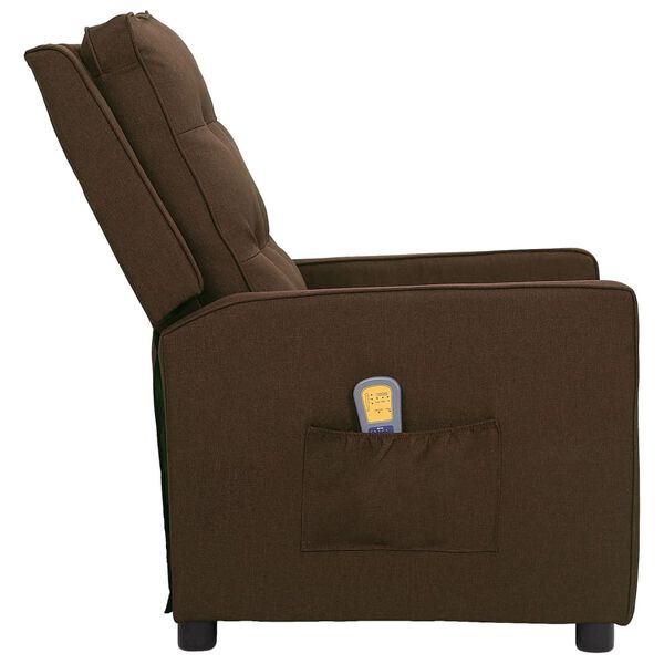 vidaXL Fauteuil de massage Marron fonc&eacute; Tissu