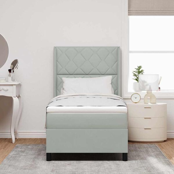 vidaXL Lit &agrave; Ressorts avec Matelas LED Gris clair 100 x 200 cm Velours