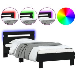 vidaXL Cadre de lit sans matelas avec lumi&egrave;res LED noir 75x190 cm