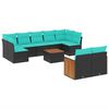 vidaXL Ensemble de canap&eacute; de jardin 10 pcs avec coussins noir r&eacute;sine tress&eacute;e