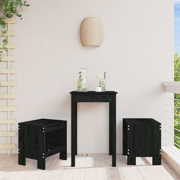 vidaXL Tabourets de jardin lot de 2 noir 40x36x45 cm bois massif pin