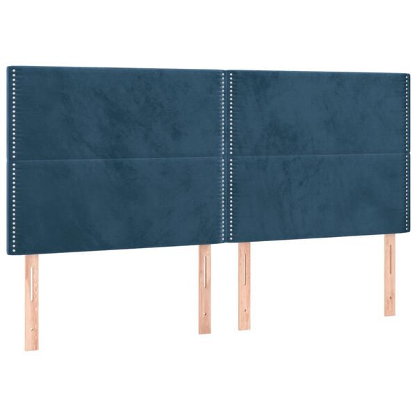vidaXL T&ecirc;te de lit Bleu fonc&eacute; 160 x 5 x 118/128 cm Velours