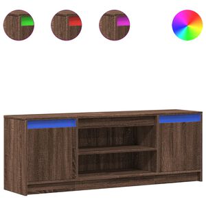 vidaXL Meuble TV avec LED ch&ecirc;ne marron 139,5x34x50cm bois d'ing&eacute;nierie