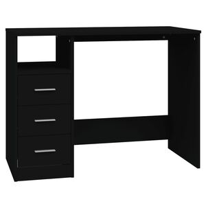vidaXL Bureau avec tiroirs Noir 102x50x76 cm Bois d'ing&eacute;nierie
