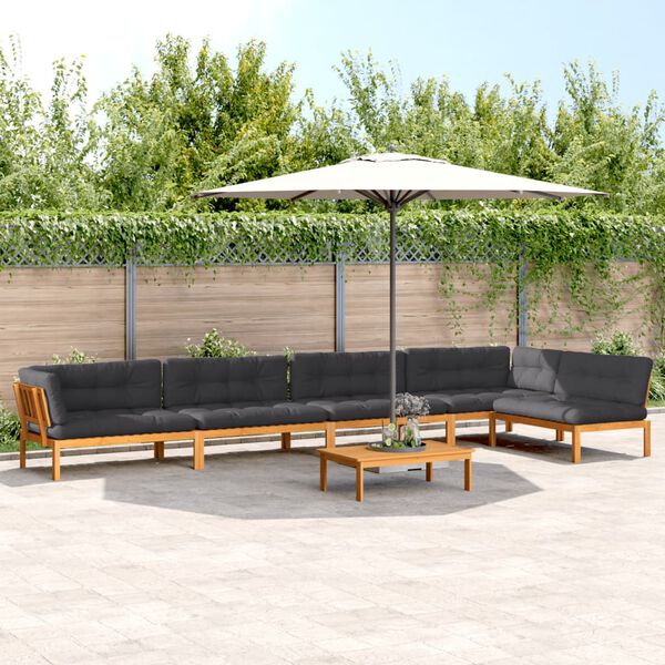vidaXL Salon palette de jardin avec coussins 6pcs bois d'acacia massif