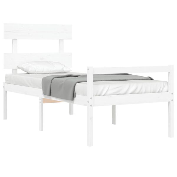 vidaXL Lit pour personne &acirc;g&eacute;e sans matelas blanc bois massif