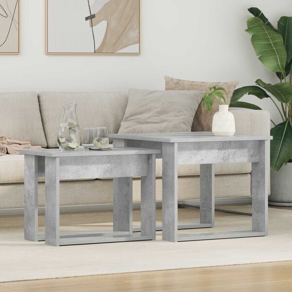 vidaXL Ensemble de tables basses 2 pcs Gris b&eacute;ton Bois d'ing&eacute;nierie