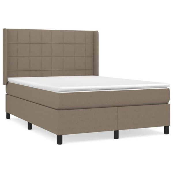 vidaXL Sommier &agrave; lattes de lit avec matelas Taupe 140x190 cm Tissu