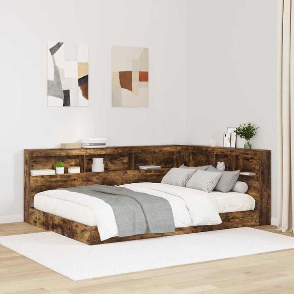 vidaXL T&ecirc;te de lit de rangement Ch&ecirc;ne fum&eacute; 150 cm Bois d'ing&eacute;nierie