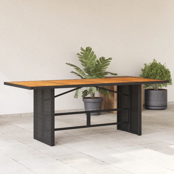 vidaXL Table de jardin et dessus en bois d'acacia noir résine tressée