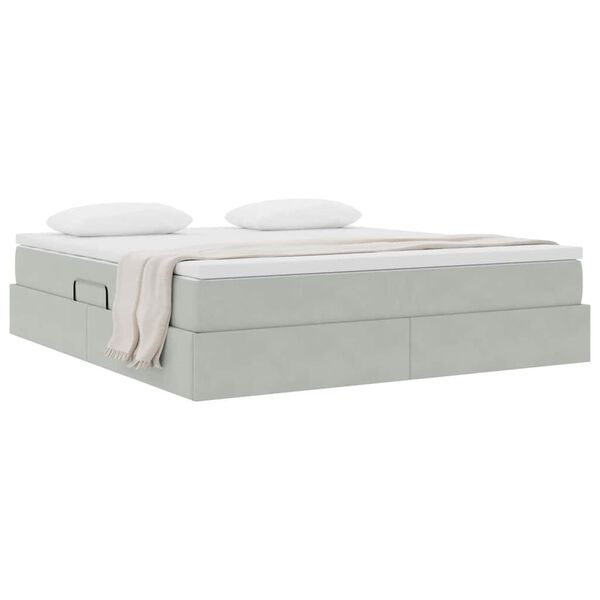 vidaXL Lit avec rangement et matelas Gris clair 160 x 200 cm Velours