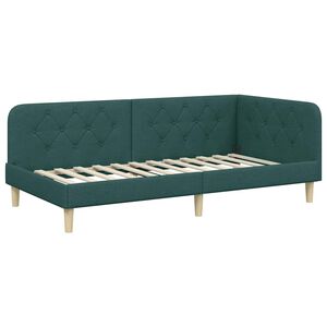vidaXL Cadre de lit d'angle Vert fonc&eacute; 90 x 190 cm tissu