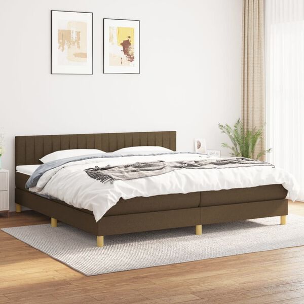 vidaXL Sommier &agrave; lattes de lit avec matelas Marron fonc&eacute; 200x200 cm
