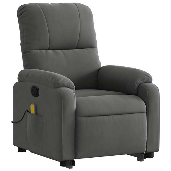 vidaXL Fauteuil inclinable de massage gris fonc&eacute; tissu microfibre