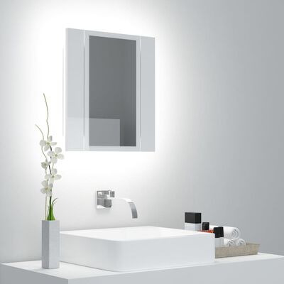 vidaXL Armoire à miroir de bain à LED Blanc brillant 40x12x45 cm