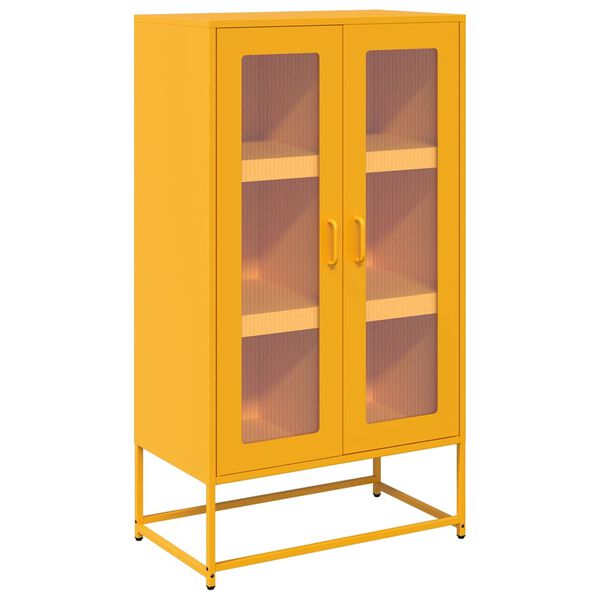 vidaXL Buffet haut jaune moutarde 68x39x123 cm acier