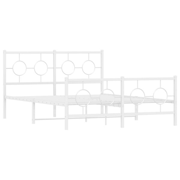vidaXL Cadre de lit métal sans matelas et pied de lit blanc 135x190 cm