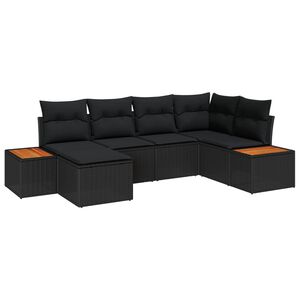 vidaXL Ensemble de canap&eacute; de jardin 7 pi&egrave;ces 6-Nombre de places Noir