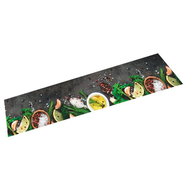 vidaXL Tapis de cuisine lavable impression d'&eacute;pices 60x300 cm velours