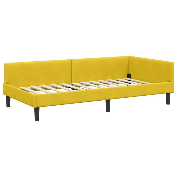 vidaXL Cadre de lit d'angle Jaune 90 cm x 190 cm Velours