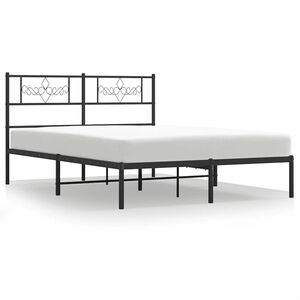 vidaXL Cadre de lit m&eacute;tal sans matelas avec t&ecirc;te de lit noir 135x190cm