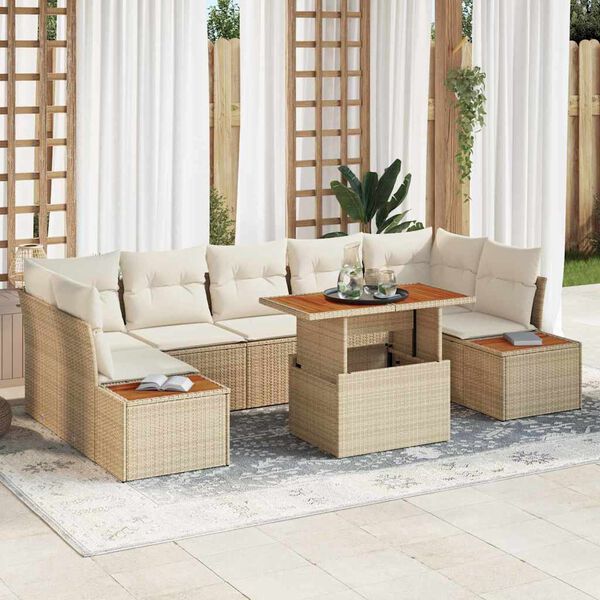 vidaXL Ensemble de canap&eacute; de jardin 8 pcs Beige Poly rotin