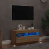 vidaXL Meuble TV avec lumi&egrave;res LED ch&ecirc;ne sonoma 80x35x40 cm