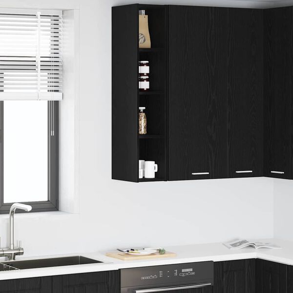 vidaXL Armoire suspendue avec stockage Ch&ecirc;ne noir 20 x 29,5 x 100 cm