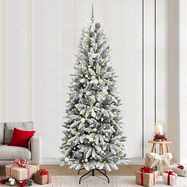 vidaXL Sapin de No&euml;l artificiel avec 300 LED avec support Blanc 240 cm
