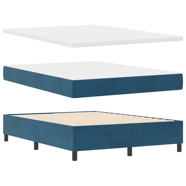 vidaXL Lit &agrave; ressorts avec matelas Bleu fonc&eacute; 140 x 200 cm Velours