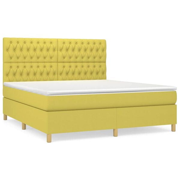 vidaXL Sommier &agrave; lattes de lit avec matelas Vert 180x200 cm Tissu
