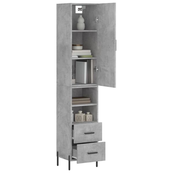 vidaXL Buffet haut Gris b&eacute;ton 34,5x34x180 cm Bois d'ing&eacute;nierie