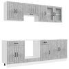 vidaXL Ensemble de 8 meubles de cuisine "Lucca" en bois d'ing&eacute;nierie gris b&eacute;ton