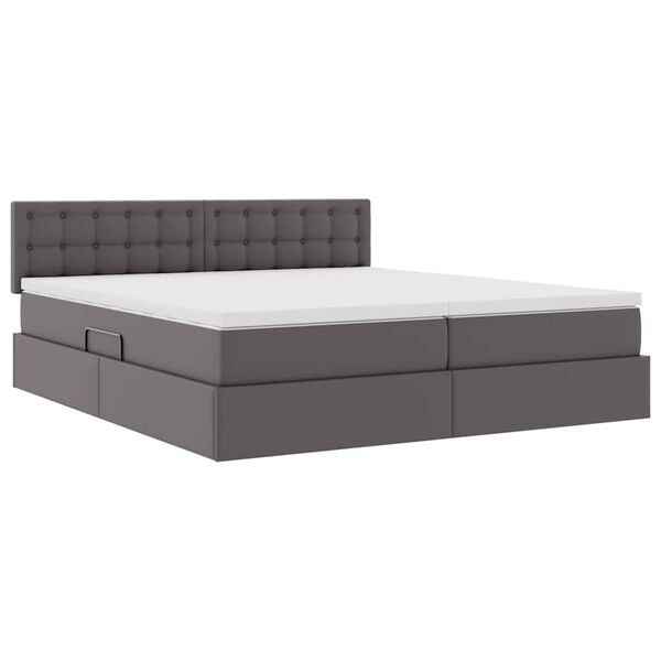 vidaXL Lit de Rangement Gris 180 x 200 cm Cuir synth&eacute;tique