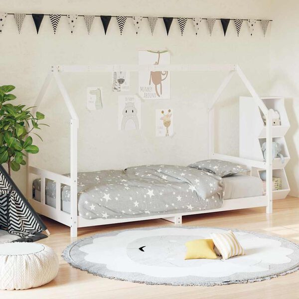 vidaXL Cadre de lit pour enfants blanc 90x200 cm bois de pin massif