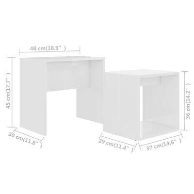 vidaXL Ensemble de tables basses Blanc brillant 48x30x45 cm Aggloméré
