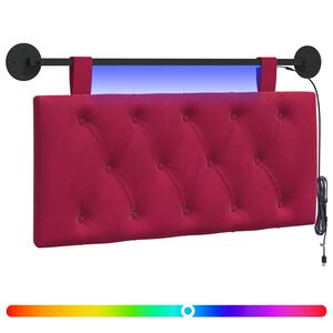 vidaXL T&ecirc;te de lit suspendue Avec lumi&egrave;re LED Bordeaux Velours