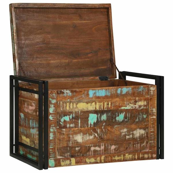 vidaXL Bo&icirc;te de rangement Marron et Noir 80 x 50 x 50 cm bois recycl&eacute;