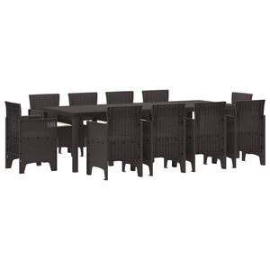 vidaXL Ensemble de salle &agrave; manger pour jardin 11 pcs Marron