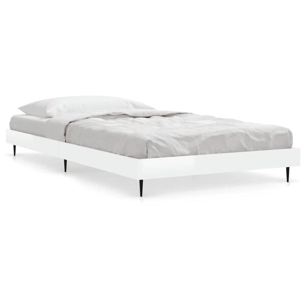 vidaXL Cadre de lit sans matelas blanc brillant 90x190 cm