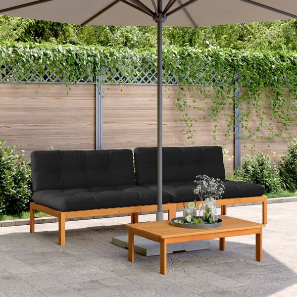 vidaXL Canap&eacute;s centraux palette de jardin et coussins 2pcs bois acacia