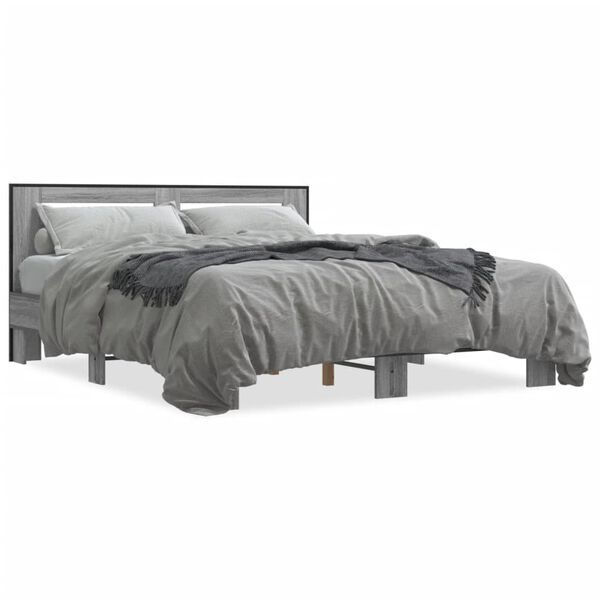 vidaXL Cadre de lit sans matelas sonoma gris 150x200 cm
