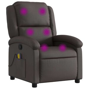 vidaXL Fauteuil inclinable de massage marron fonc&eacute; cuir v&eacute;ritable